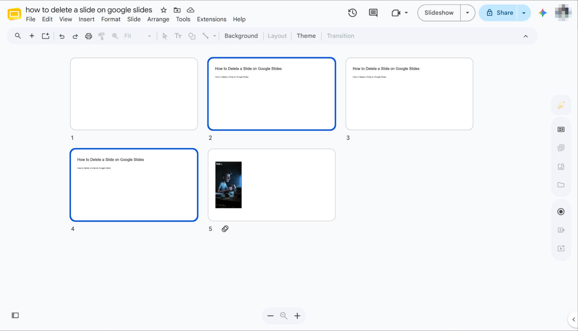 Utilisez la touche « Ctrl » pour sélectionner des diapositives non consécutives.